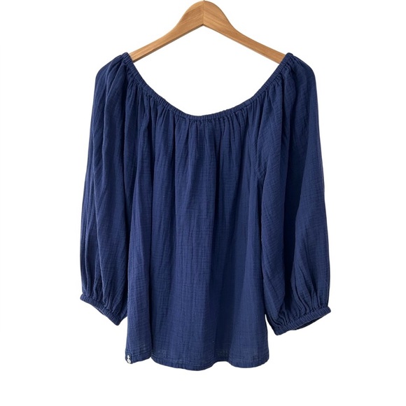Tommy Bahama Women’s Coral Isle Top L navy gauzy cotton on or off shoulder NWT - Picture 2 of 10